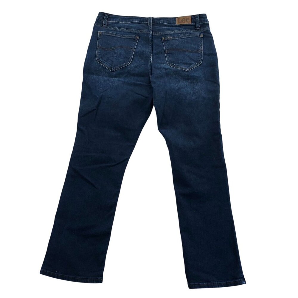 Lee Womens Jeans Size 14M Regular Fit Straight Leg Mid Rise Blue Denim Casual - Picture 2 of 15
